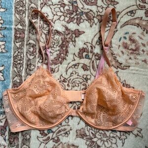 Victoria's Secret Unlined Demi Peach Lace Bra 38C
